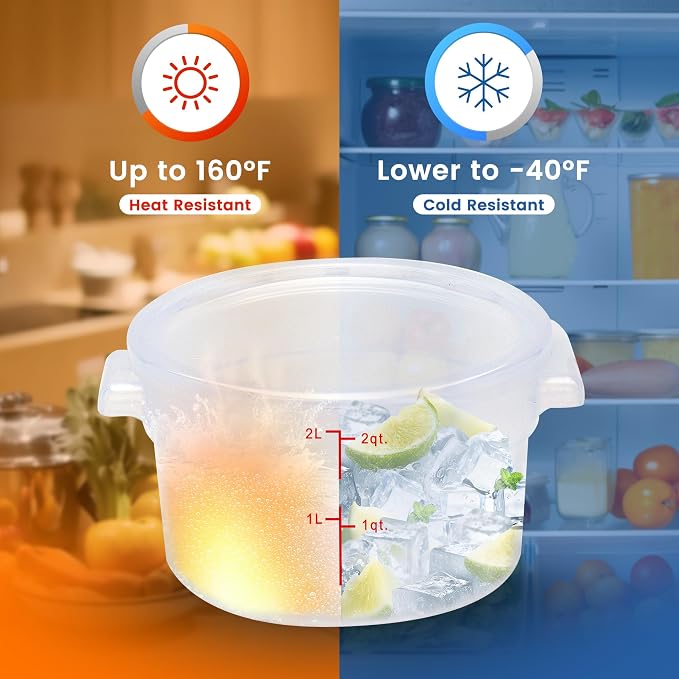 4 Pack 2QT Round Food Storage Containers with Lids | NSF, BPA-free PP containers with scale, label and measuring cup, stackable for prep, storage, freezer. Dishwasher safe - Image 5