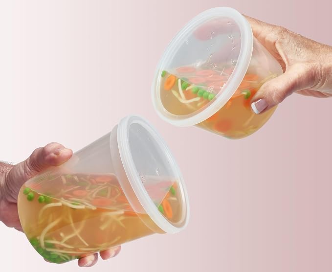 DuraHome Food Storage Containers with Lids Freezer Deli Cups 90 Sets Expanded Combo Pack 8oz 12oz 16oz 24oz & 32oz BPA-Free Leakproof Round Clear Takeout Meal Prep Microwavable, Airtight Lids - Image 2