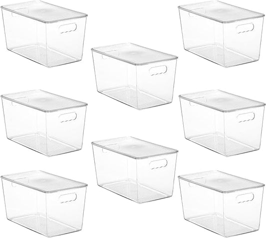Vtopmart 8 Pack Clear Stackable Storage Bins with Lids, XLarge | BPA-free Plastic, Organize Vertically, For Pantry Kitchen Fridge Cabinet Closet Bathroom, Built to Last, Easy to Move by Vtopmart