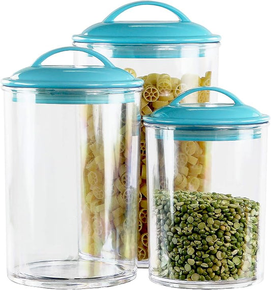 Reston Lloyd Food Storage Containers, BPA Free Airtight Canisters for Cereal, Pasta, Sugar, Coffee, Flour, Cookies, Loose Tea, for Kitchen Organization, Set of 3, Turquoise by RestonLloyd