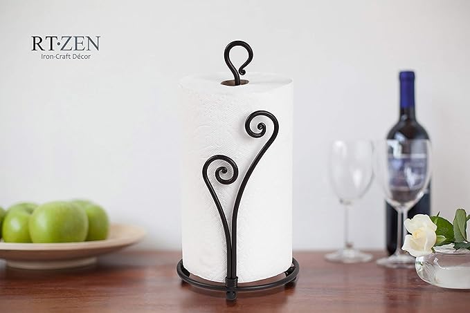 Matte Black Paper Towel Holder Non-Slip Base Countertop | Decorative Farmhouse Paper Roll Holder, Rustic Metal Modern Stylish Accent Durable Stand for Kitchen, Bathroom (Heart Shaped) - Image 3