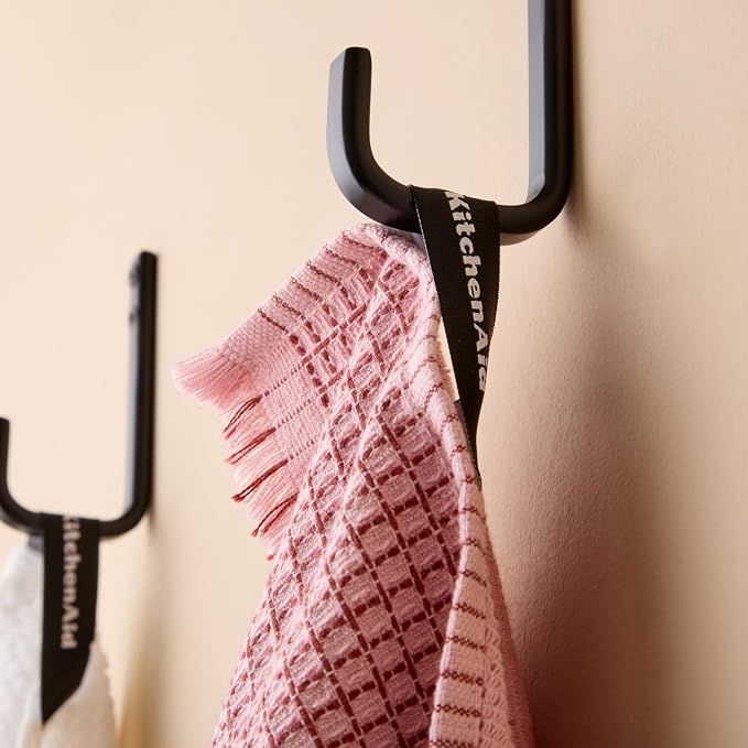 KitchenAid Gourmet Series Gridlines Kitchen Towels 3-Pack Set, 100% Cotton Absorbent, Dried Rose, 18"x28" - Image 3