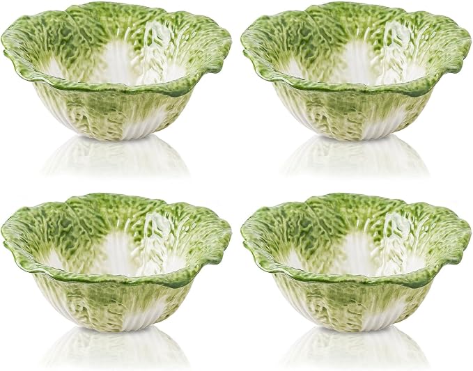 KXZ Green Ramen Noodle Bowls Microwavable 7 Inch, 16 Oz Ceramic Dinner Bowl Sets of 4 for Kitchen, Orcelain Silverware Set for Cereal, Soup, Serving, Rice, Pho, Salad, Pasta, Chip, Fruits, Vintage by KXZ