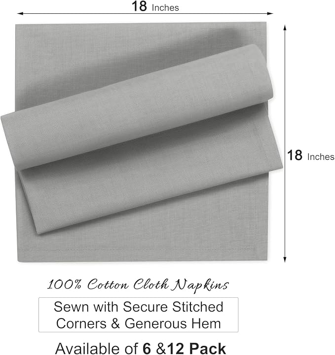 Ruvanti Cloth Napkins Set of 12, 100% Cotton High GSM 18x18 Inches Soft, Washable, Highly Durable & Absorbent, Perfect for Parties, Christmas, Thanksgiving Dinners – Wild Dove - Image 8