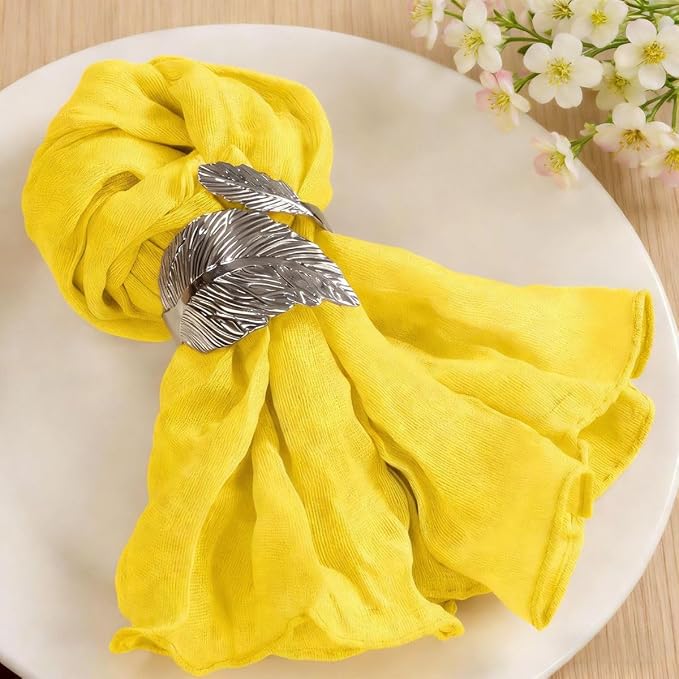 Cloth Napkins Set of 24 21"x21" Reusable Cheesecloth Napkins Bulk Yellow | Boho Rustic Dinner Napkins Washable Gauze Table Napkins Cloth Hemmed Edges for Wedding Bridal Shower Family Gathering Decor by MLMC