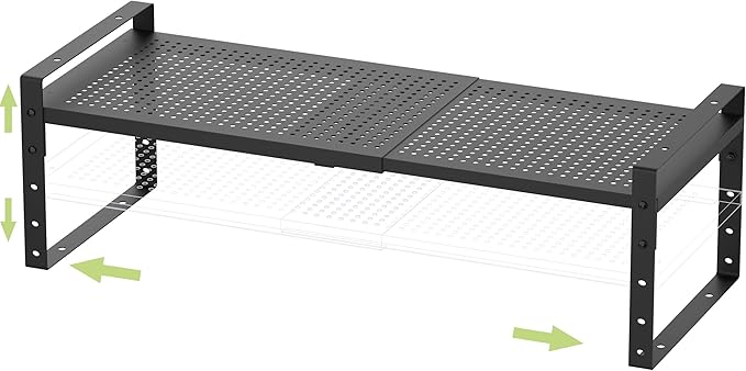 Jojocross Expandable Stackable Aadjustable Shoe Rack Pantry Shelf for Kitchen Cabinets Counter Shelves Countertop Cupboard Storage Solution,Sturdy Heavy-Duty Metal Construction(1Pack/Black/Medium) by JOJOCROSSHIGHQUALITYLIFE