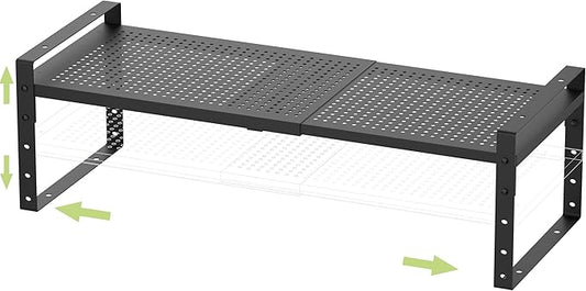Jojocross Expandable Stackable Aadjustable Shoe Rack Pantry Shelf for Kitchen Cabinets Counter Shelves Countertop Cupboard Storage Solution,Sturdy Heavy-Duty Metal Construction(1Pack/Black/Medium) by JOJOCROSSHIGHQUALITYLIFE