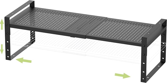 Jojocross Expandable Stackable Aadjustable Shoe Rack Pantry Shelf for Kitchen Cabinets Counter Shelves Countertop Cupboard Storage Solution,Sturdy Heavy-Duty Metal Construction(1Pack/Black/Medium) by JOJOCROSSHIGHQUALITYLIFE
