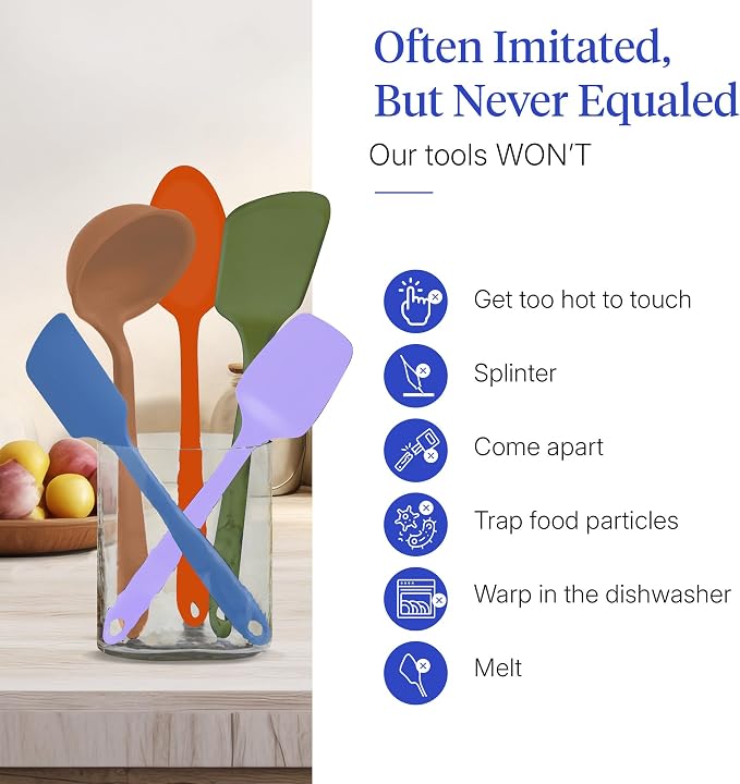 GIR: Get It Right 5 Piece Silicone Ultimate Kitchen Utensils Set - Ladle, Spatula, Flip, Spoon & Spoonula - Non-Toxic Cooking Utensils for Nonstick Cookware, Cooking and Baking - Mediterranean - Image 5