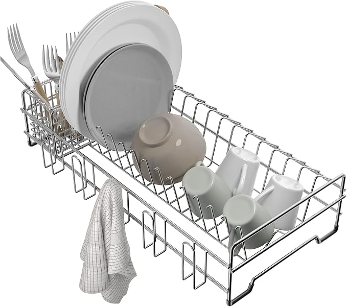 Kraus Workstation Kitchen Sink Dish Drying Rack Drainer and Utensil Holder, 17" L x 9" W, Stainless Steel, KDR-3 - Image 11