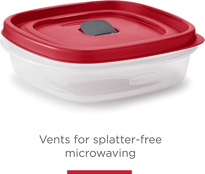 Rubbermaid 16-Piece BPA-Free Plastic Food Storage Set, Red Vented Lids - Microwave, Dishwasher Safe: Perfect for Meal Prep, Leftovers, and Kitchen Organization - Image 2