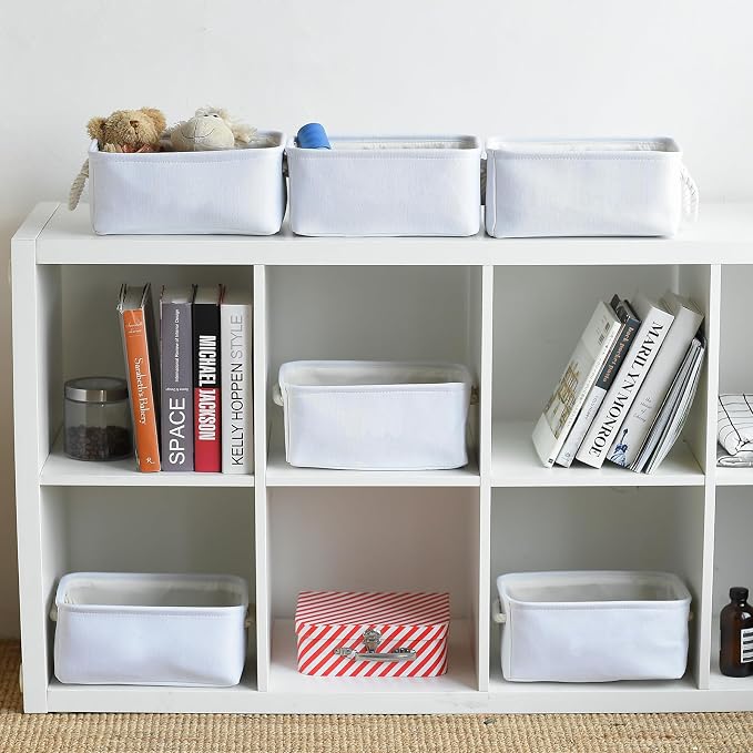 Storage Basket for Gifts Empty - 11.8x7.8x5.2 inch 1 Pack Fabric Storage Cubes, Nursery Organizers and Storage for Closet Cloth Toy Book (White) - Image 3