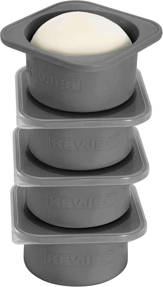 PLUS 1000ml Pizza Dough Proofing Boxes for DIY Artisan Pizza, Food Grade Silicone Stackable Containers with Lids, Sturdy Reinforced Steel. Freezer, Fridge, Dishwasher Safe (4Space Grey Plus) by kevjes