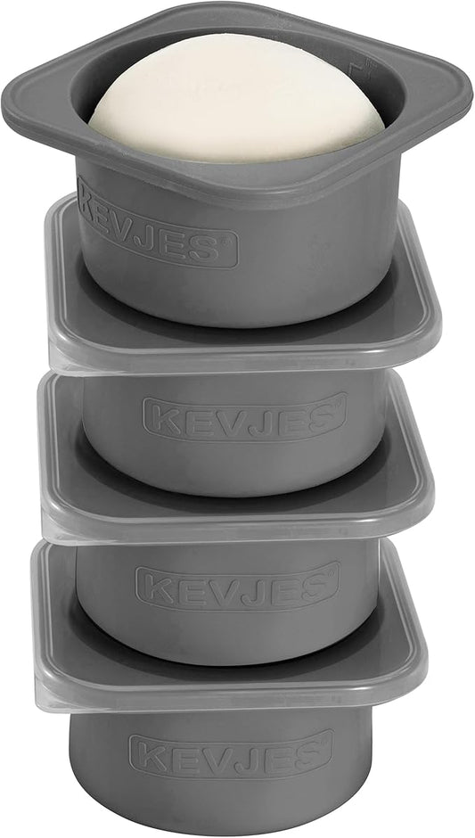PLUS 1000ml Pizza Dough Proofing Boxes for DIY Artisan Pizza, Food Grade Silicone Stackable Containers with Lids, Sturdy Reinforced Steel. Freezer, Fridge, Dishwasher Safe (4Space Grey Plus) by kevjes