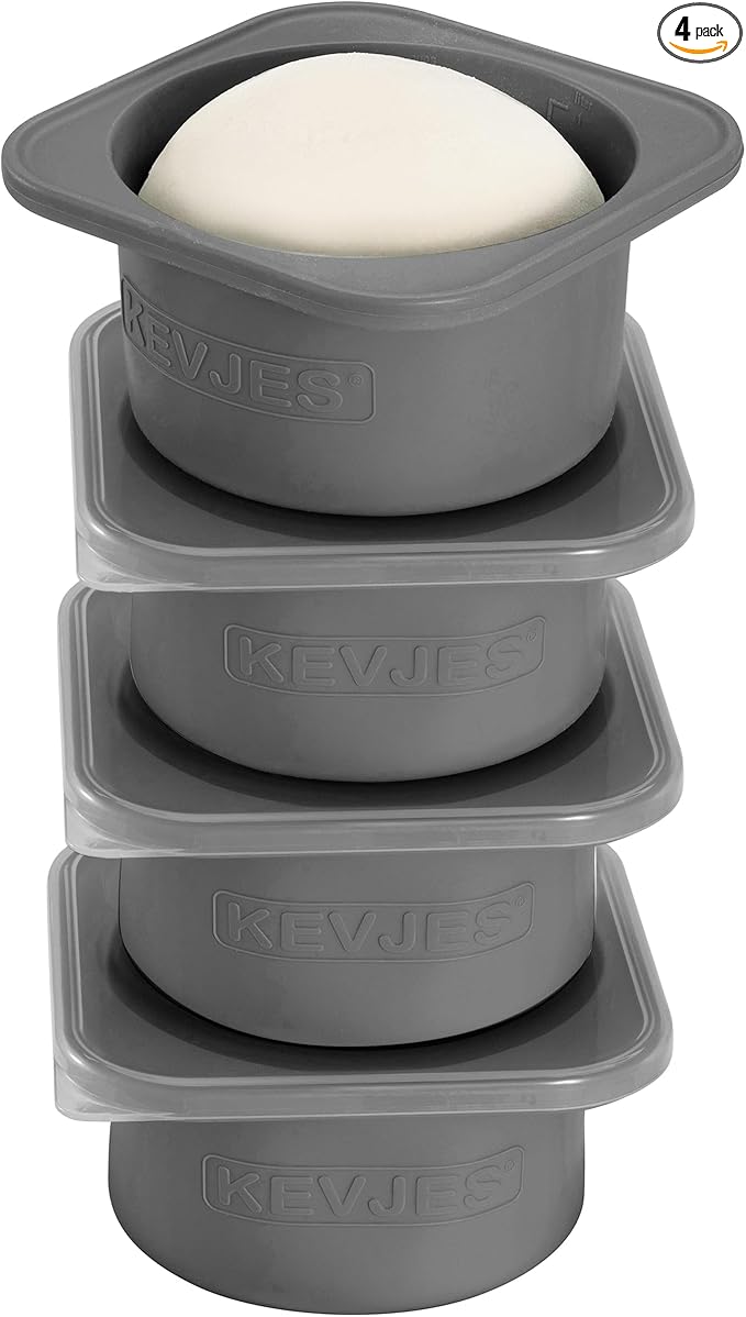 PLUS 1000ml Pizza Dough Proofing Containers for DIY family Artisan Pizza, Food Grade Silicone Stackable Boxes with Lids, Freezer, Fridge, Dishwasher Safe,4sets (Space Gray) by kevjes
