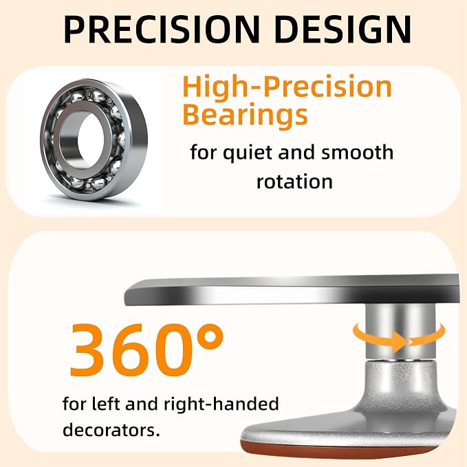 12-Inch Aluminum Alloy Cake Turntable for Frosting, Ultra-Smooth Rotating Icing Stand with Non-Slip Base, Heavy-Duty Decorating Rotating Cake Stand for Baking, DIY Crafts, and Cake Decoration - Image 4