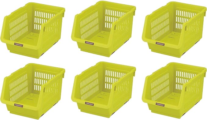 JapanBargain 4671x6, Set of 6 Japanese Stackable Storage Bin Kitchen Pantry Organizers Food Basket for Fruit Potato Condiments and Spices, Made in Japan by JapanBargain