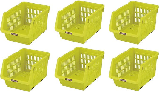 JapanBargain 4671x6, Set of 6 Japanese Stackable Storage Bin Kitchen Pantry Organizers Food Basket for Fruit Potato Condiments and Spices, Made in Japan by JapanBargain