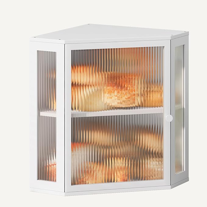 Corner Bread Box for Kitchen Countertop,Bread Storage (White, Extra Large) | Double Layer Large Capacity Bamboo Bread Container Bin with Acrylic Door,Height Adjustable by Vellzeyce