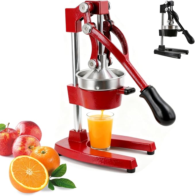 Kitchen Cast Iron Juicer - Easy-to-Clean Heavy-Duty Manual Juicer, Professional Citrus Juicer - Stainless Steel Lemon Squeezer - Manual Citrus Press & Orange Squeezer - Orange Juicer (Red) by Unknown