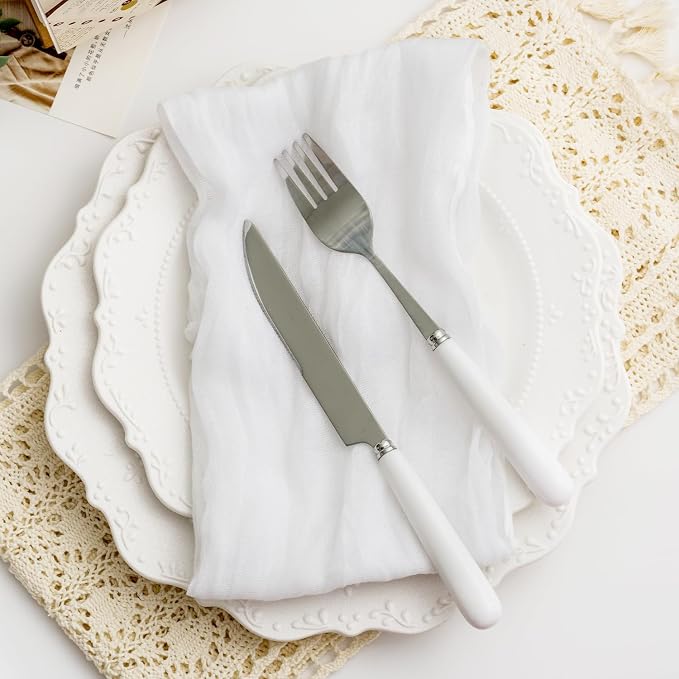 100 Pack White Cheesecloth Napkins Washable 21x21 Inches White Cloth Napkins Set of 100 Dinner Table Napkins for Wedding Cotton Gauze Bridal Baby Shower Rustic Boho Summer Party Table Decor - Image 7