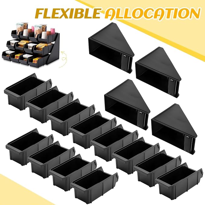 Novabright 12 Compartmen Serve Condiment Bin Self Serve Condiment Packet Organizer Stand Countertop Plastic Containers Storage Display Rack for Coffee Shops Restaurants Bars(12 Bin) - Image 5