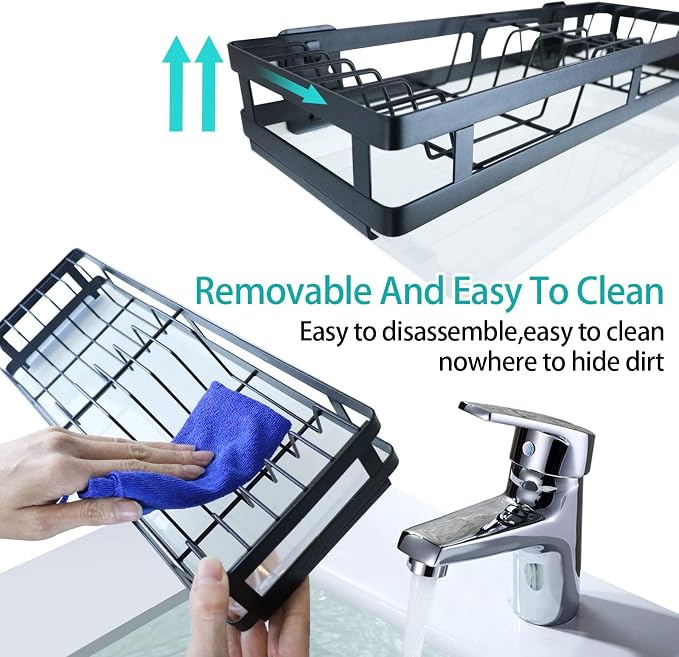 Wall Mounted Stainless Steel Dish Drying Rack Fruit Vegetable Storage Basket with Drainboard and Hanging Chopsticks Cage Kitchen Shelf Utensils Organizer (1 Tier) - Image 4