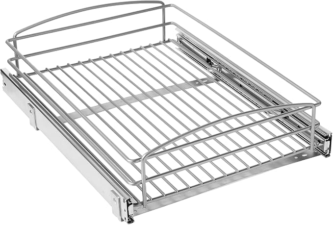 Knape & Vogt RS-MUB-14-FN 5 in. H x 15 in. W x 20 in. D Multi-Use Basket Silver Pull Out Cabinet Organizer, Frosted Nickel by KnapeVogt