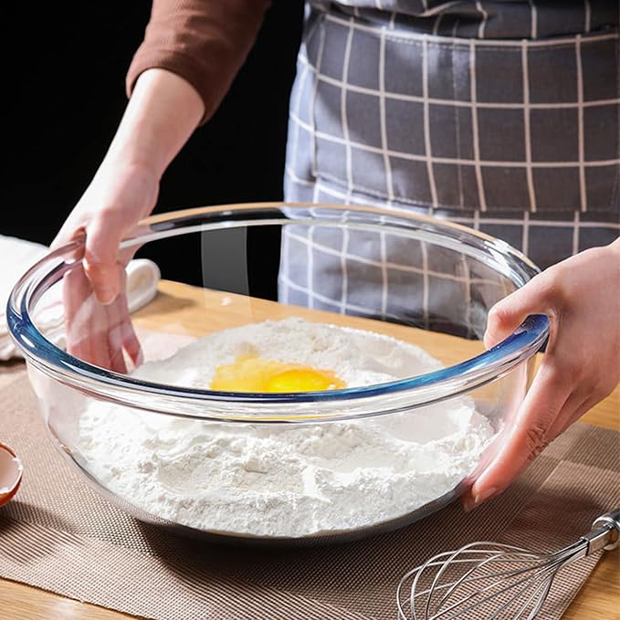 Glass Mixing Bowl Set with Airtight Lids for Kitchen Baking Prepping, Serving, Cooking 0.6QT, 1.1QT, 2.2QT, 4QT Salad Bowl Set with Lids, Dishwasher and Microwavable Safe - Image 2