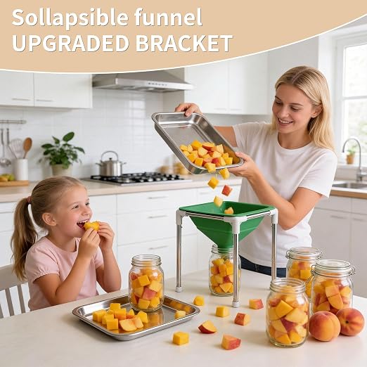 Extra Large Silicone Collapsible Funnel with Adjustable Stand, 15" Wide Mouth for Freeze Dryer, Food Transfer to Mason Jars & Mylar Bags, Dishwasher Safe Space-Saving Kitchen Accessory - Image 2