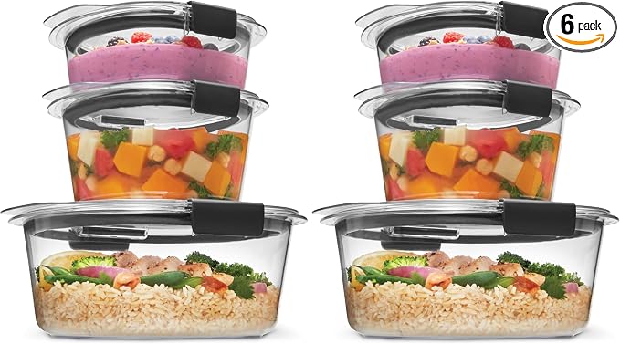 Rubbermaid Brilliance® Round Leak Proof Food Storage Containers, 6 Piece Set (Pack of 2) by Rubbermaid