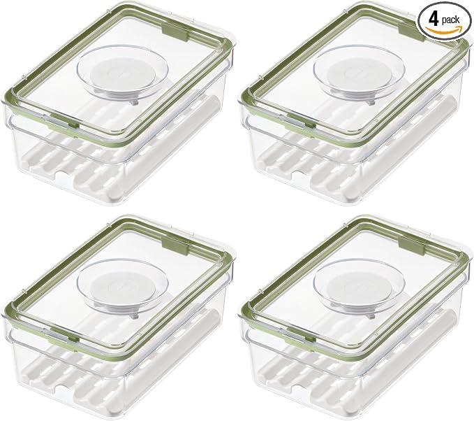 iDesign Medium Fridge Produce Bin with Removable Drainage Tray and Lid - Set of 4 - Clear by iDesign