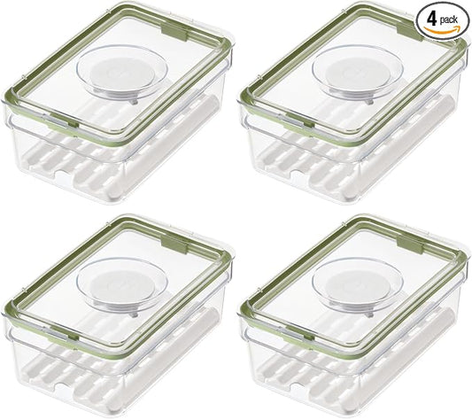 iDesign Medium Fridge Produce Bin with Removable Drainage Tray and Lid - Set of 4 - Clear by iDesign