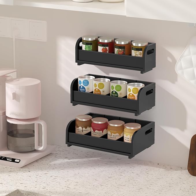 3-Tier Bamboo Tea Bag Organizer, Stackable Tea Holder for Countertop, Black | Tea Box Shelf with Removable Dividers, Wall Mount Large Capacity Tea Organizers and Storage for Pantry Kitchen Office Bar - Image 6