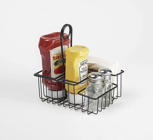 GET 8" Black Stainless Steel 4-Compartment Condiment Caddy (Set of 12) | 4 compartments, Easy transport, Restaurant service, Great for Condiments, Flatware and Table Service by Unknown