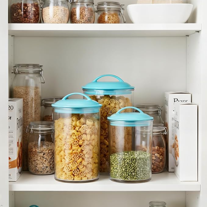 Reston Lloyd Food Storage Containers, BPA Free Airtight Canisters for Cereal, Pasta, Sugar, Coffee, Flour, Cookies, Loose Tea, for Kitchen Organization, Set of 3, Turquoise - Image 8