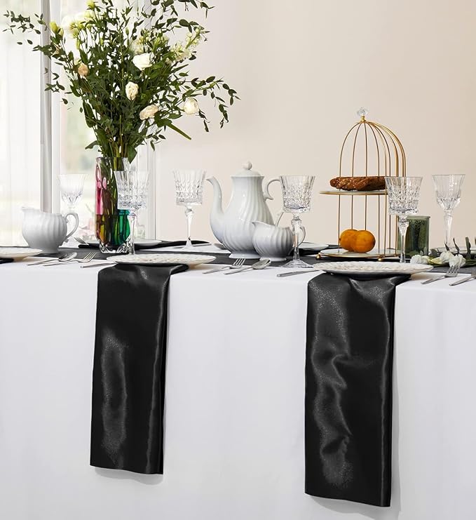 MDS® Pack of 200 Satin Napkins 12 x 12 Inch, Soft Silky Reusable Cloth Dinner Table Napkins for Wedding Décor, Reception, Birthday, Parties, Banquets, Catering, Restaurants & Hotel - Black - Image 5