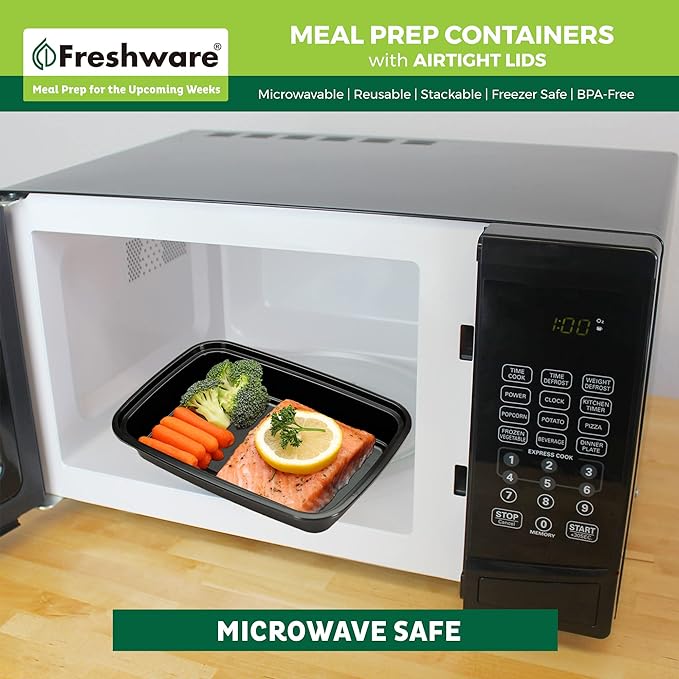 Freshware Meal Prep Containers [50 Pack] 1 Compartment Food Storage Containers with Lids, Bento Box, BPA Free, Stackable, Microwave/Dishwasher/Freezer Safe (28 oz) - Image 6