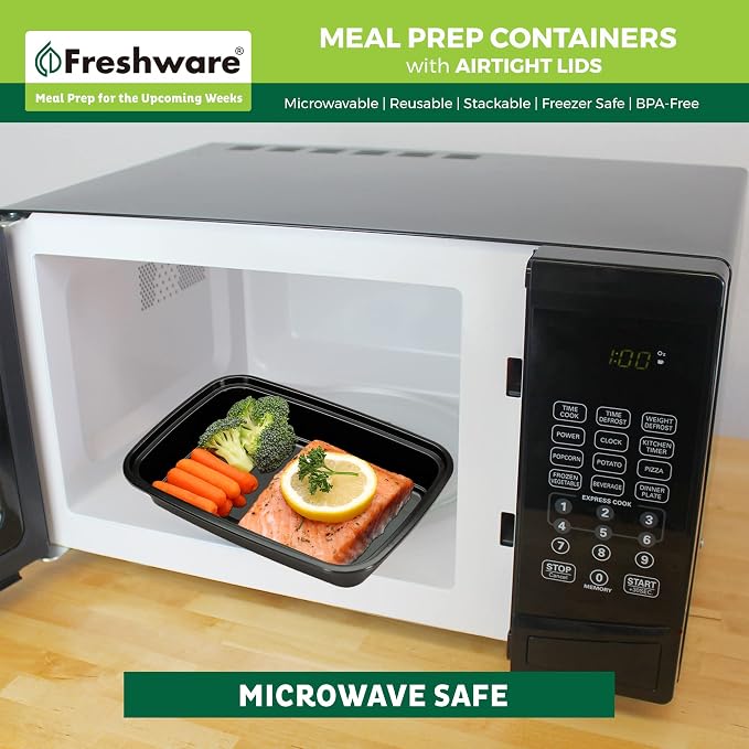 Freshware Meal Prep Containers [15 Pack] 1 Compartment Food Storage Containers with Lids, Bento Box, BPA Free, Stackable, Microwave/Dishwasher/Freezer Safe (28 oz) - Image 6