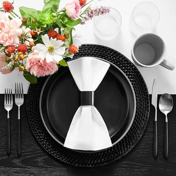 Majestic Giftware Polyester Napkins - NPK3 | Set of 12 (20" x 20") Plain White Design Dinner Napkins Cloth | Linen Look Washable Cloth Napkins Set for Weddings, Banquets, or Restaurants - Image 4