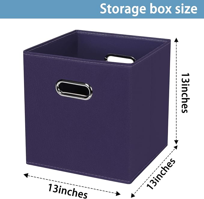 Fabric Cubby Storage Bins,13x13x13 Inches,Cube Organizer Bin Foldable Storage Boxes with Dual Handles Fabric Organizer Box and collapsible Storage basket,Set of 8,Navy Blue - Image 2