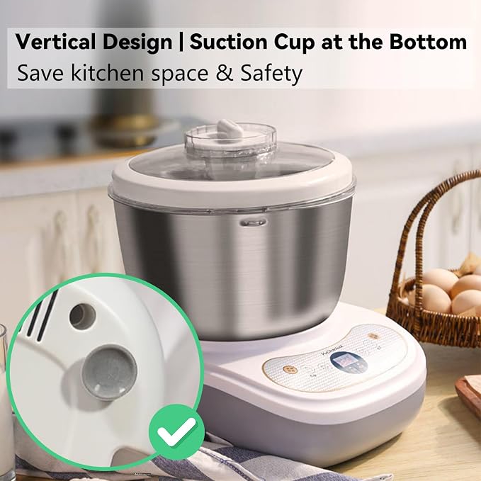 Dough Mixer 7L Large Capacity Electric Dough Maker with Ferment Function for Baking Bread Dough&Pizza Dough - Dough whisk 304 Stainless Steel Blender Add water/seasoning with Top Small Window - Image 4