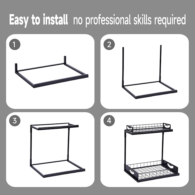 2 Pack Pull-Out Storage Basket Under Sink Organizers Under Sink Storage Racks For Kitchen Cabinet,Bathroom,Storage Box, Black - Image 4