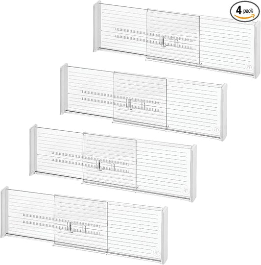 iDesign Expandable Deep Drawer Dividers, Set of 4, Clear | Kitchen, Dresser, Desk Drawers by iDesign