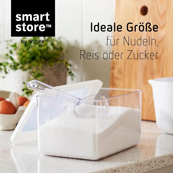 SmartStore Clear Airtight Dry Food Containers with Lids 1.65L Set of 4-20% Bio-based Plastic Storage Box with Lid, BPA Free, Dishwasher Safe - Stacking Kitchen Storage Containers - 18 x 12.5 x 10cm - Image 4