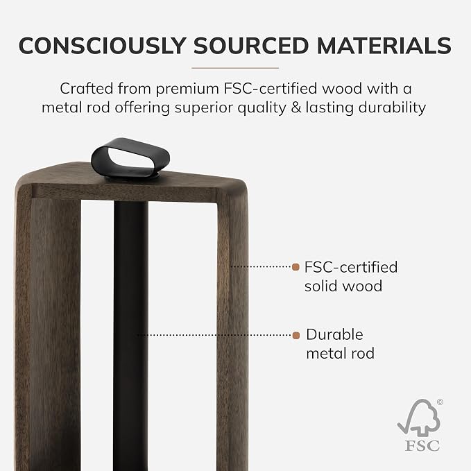 Anji Mountain Wooden Paper Towel Holder with Metal Holder, Holder Stand for Kitchen Roll Organizer & Kitchen Dining Table Home Décor, Countertop Fits Jumbo & Mega Rolls - Chocolate/Black, Top Load - Image 3