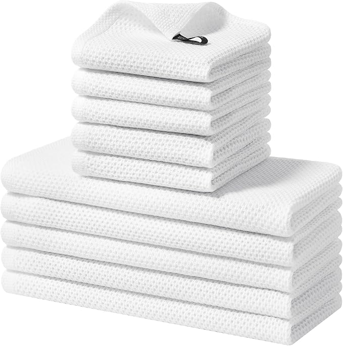 Homaxy 10 Pack 100% Cotton Kitchen Towels and Dishcloths Set, White | 12 x 12 Inches and 13 x 28 Inches Kitchen Towels Set, Ultra Soft Absorbent Dish Cloths for Washing Dishes by Homaxy