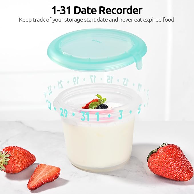 U-Taste Silicone Container with Lid, Kitchen Meal Prep Food Storage, 1Cup*2 | Food Grade Liquid Silicone, Leak-Proof Airtight Lid, Meal Prep Lunch Box, Freezer & Microwave Safe, Clear Date Marking Circle - Image 3