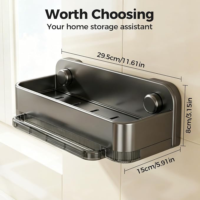 Sponge Holder for Kitchen Sink,2026 Sink Caddy Organizer with Suction Cups,Rustproof Kitchen Storage Rack for Sponge,Soap,Stopper,Brush (2, A-Grey) - Image 8