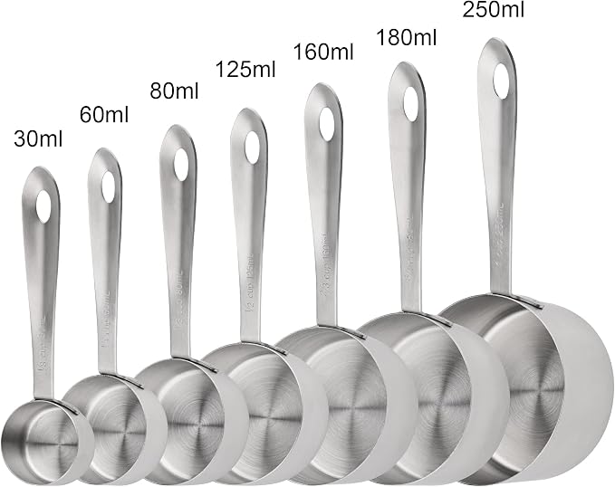17-Piece Stainless Steel Measuring Cups and Spoons Set, Silver, 7 Cups & 9 Spoons + Leveler - Image 8
